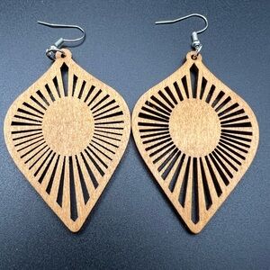 Artisan Wooden Sunburst Earrings